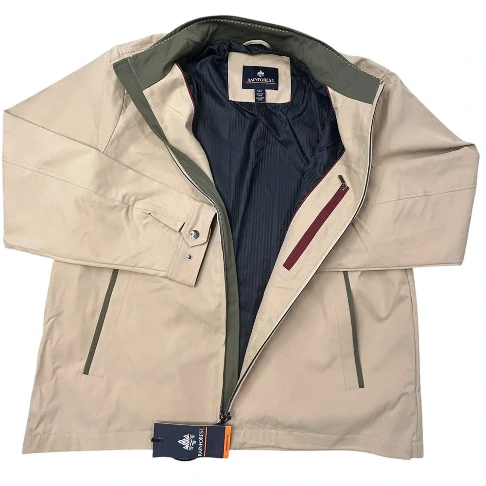 RAINFOREST Men's Drylander Tech Khaki Chore Jacket NWT L Water‎ Wind Resistant